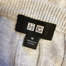 Load image into Gallery viewer, UNIQLO Pre-owned Long Sleeve Crewneck Gray Cotton Cashmere Winter Cable Knit Sweater Small